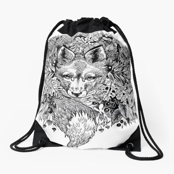 Hidden fox Drawstring Bag