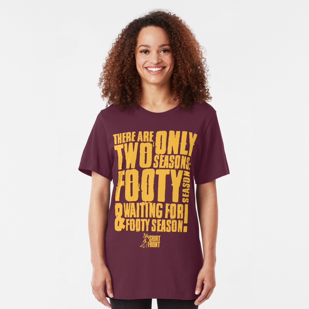 Two Seasons: Gold on Maroon Slim Fit T-Shirt