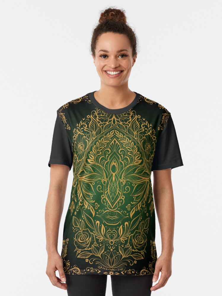 Alternate view of Dreamie's Green Goddess - Dark Graphic T-Shirt