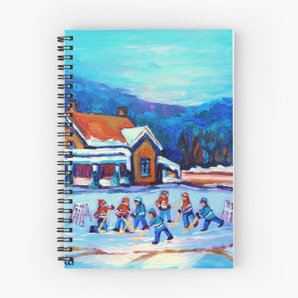 Item preview, CANADIAN LANDSCAPE WITH POND HOCKEY ORIGINAL ART designed and sold by Carole  Spandau.