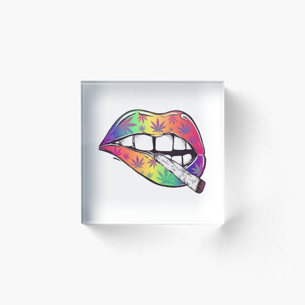Psychedelic Lips Acrylic Block