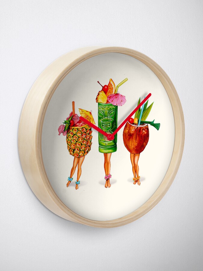 Alternate view of Tiki Cocktail Pin-Ups Clock