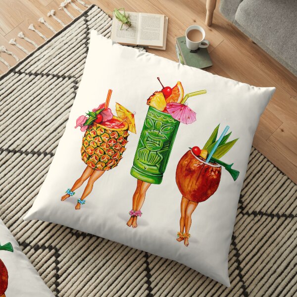 Tiki Cocktail Pin-Ups Floor Pillow