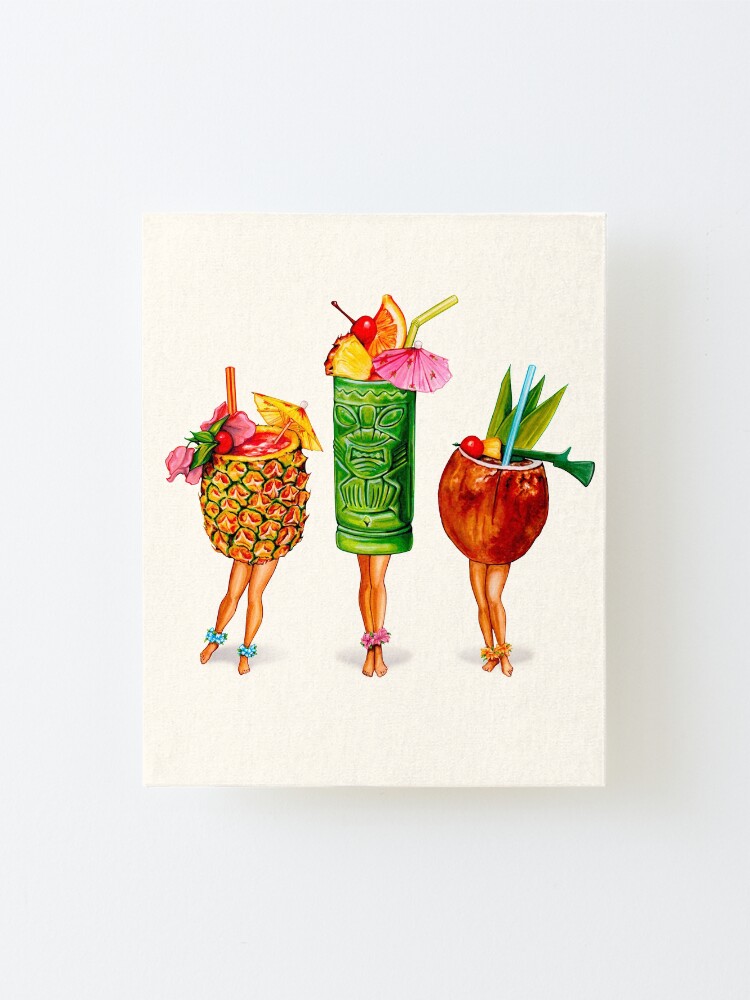 Alternate view of Tiki Cocktail Pin-Ups Mounted Print