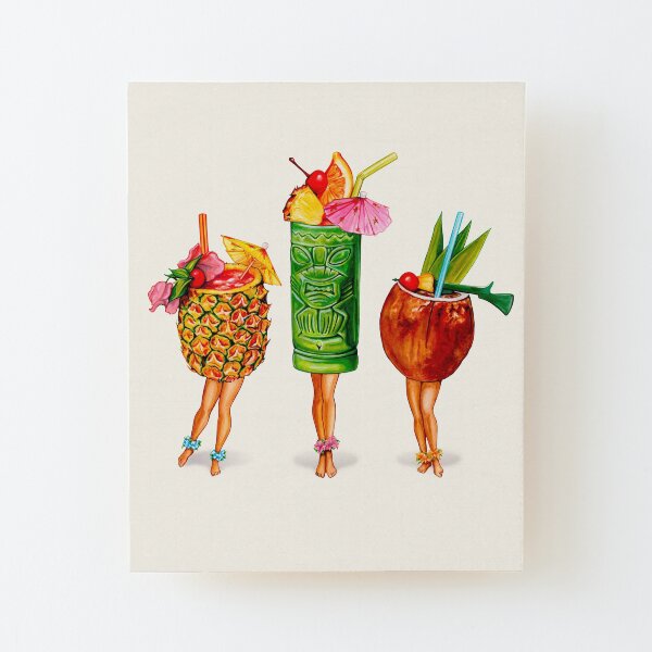 Tiki Cocktail Pin-Ups Wood Mounted Print