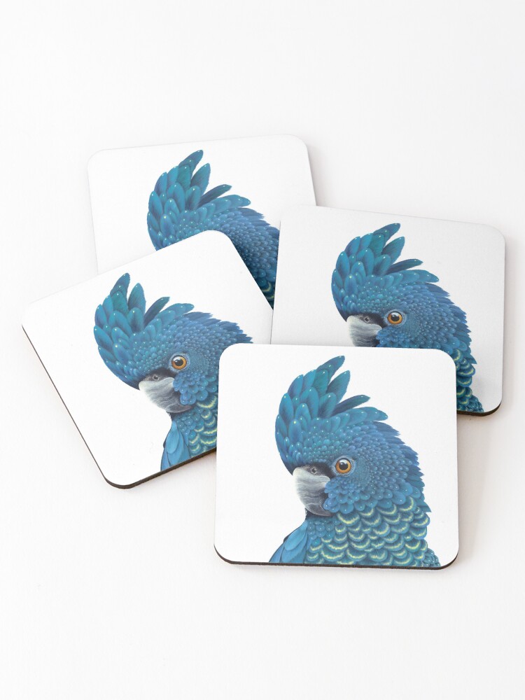 Coasters (Set of 4), Cockatoo - Calyptorhynchus Banksii designed and sold by Nicole Grimm-Hewitt