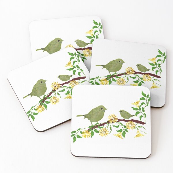 Item preview, Spring: Birds on a branch of yellow flowers and leaves designed and sold by aldona.