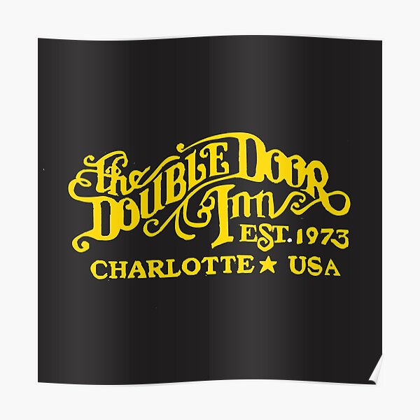 Blue font Double Door Inn Charlotte NC Sticker for Sale by SwampfoxDesign