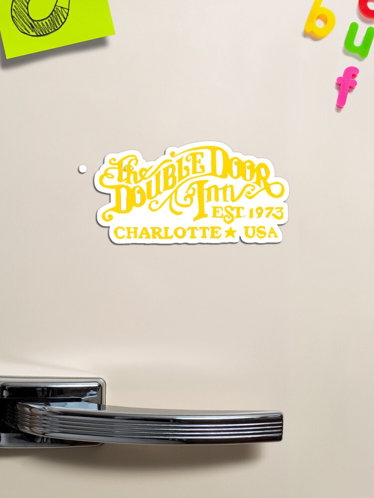 Blue font Double Door Inn Charlotte NC Sticker for Sale by SwampfoxDesign