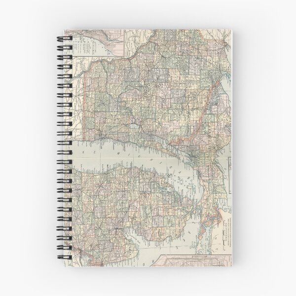 Item preview, Vintage Map of Michigan and Wisconsin (1891) designed and sold by BravuraMedia.