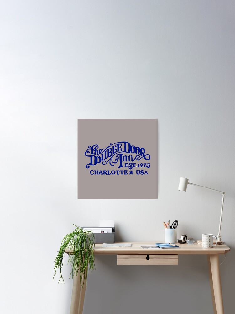 Blue font Double Door Inn Charlotte NC Sticker for Sale by SwampfoxDesign