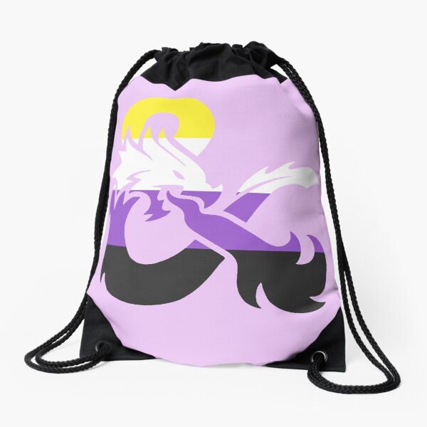 Nonbinary Pride Dungeons and Dragons Logo Drawstring Bag