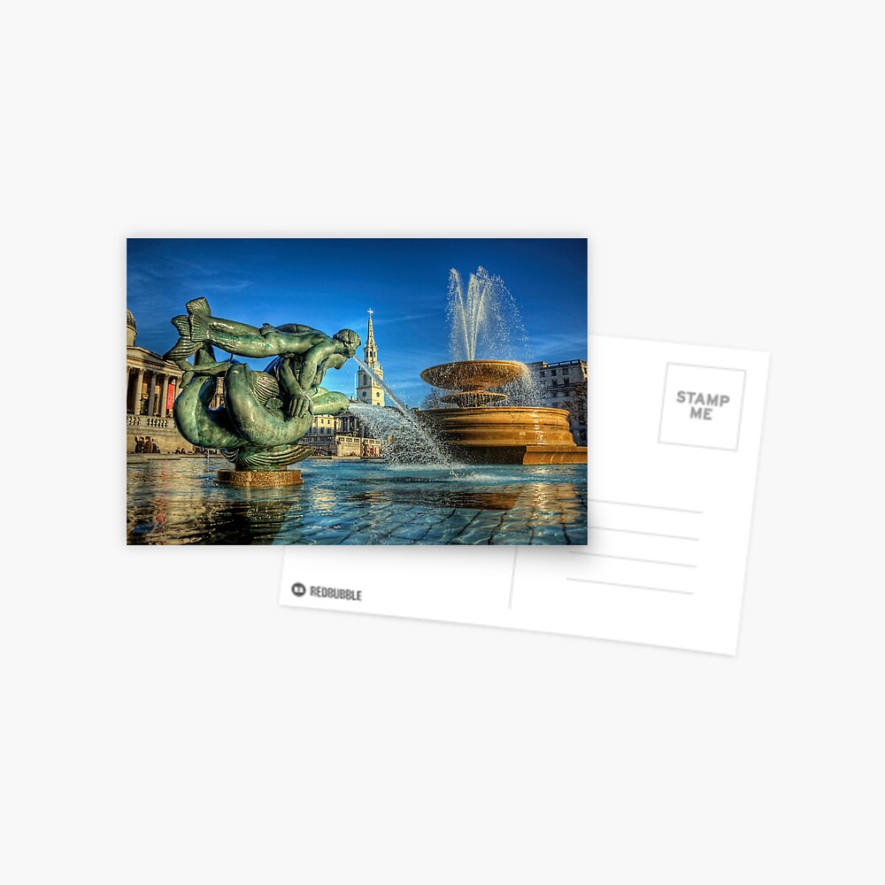 Fountains in Trafalgar Square - London Postcard