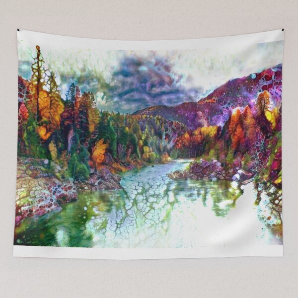 Item preview, Autumn mountain landscape designed and sold by Red Witch Art.