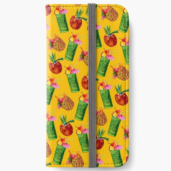 Tiki Cocktail Pattern - Yellow iPhone Wallet
