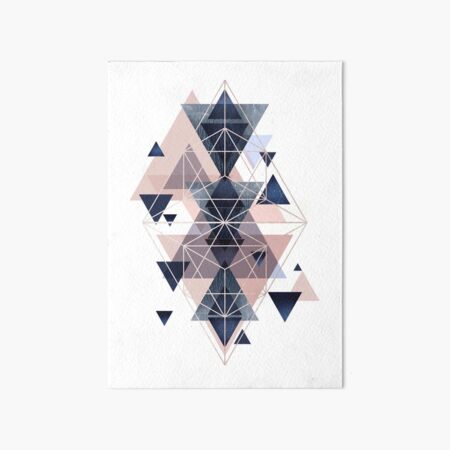 Blush Navy Geometric Art Board Print