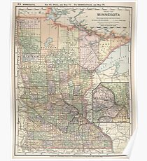 Vintage Map of Minnesota (1891) Poster