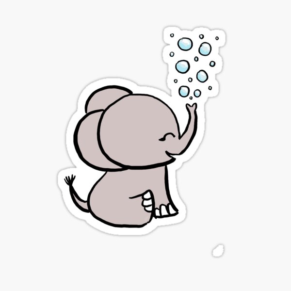 "Cute elephant blowing bubbles" Sticker for Sale by HelloLeah Redbubble