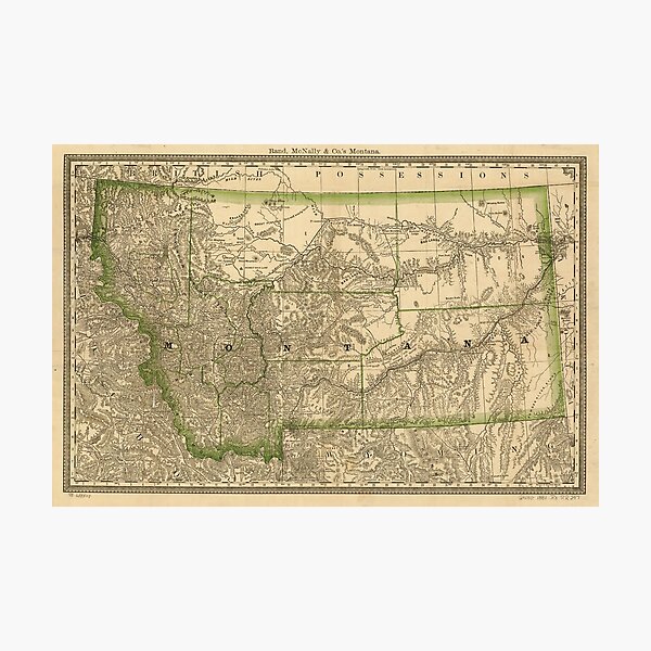 Item preview, Vintage Map of Montana (1881) designed and sold by BravuraMedia.