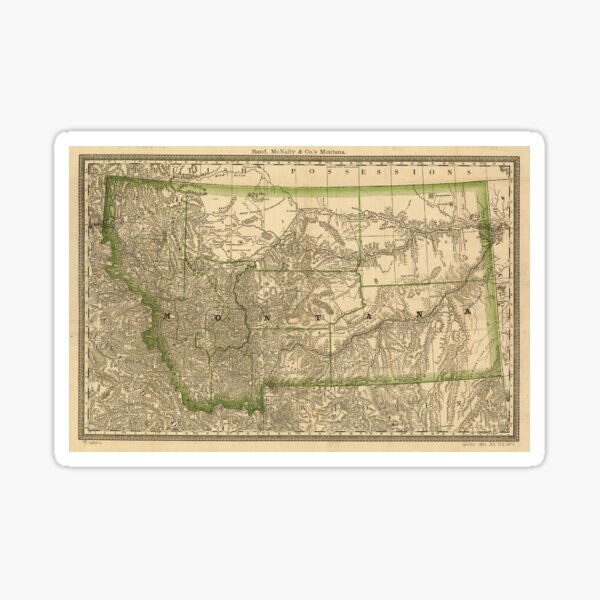 Item preview, Vintage Map of Montana (1881) designed and sold by BravuraMedia.