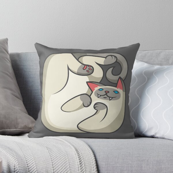 Boxed siamese cat Throw Pillow