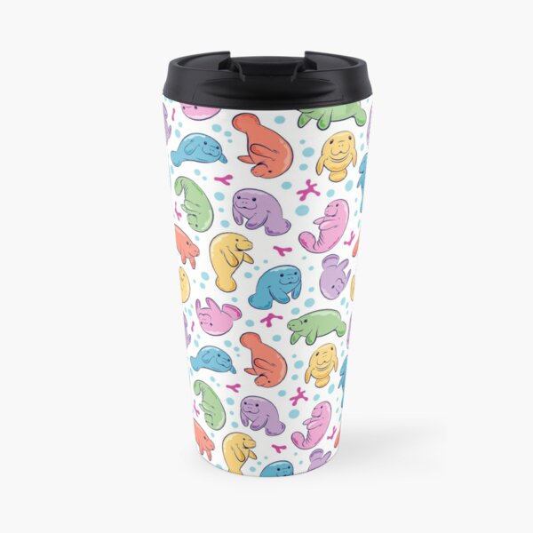 Cute Manatee Pattern - Colorful Underwater Pattern Travel Mug
