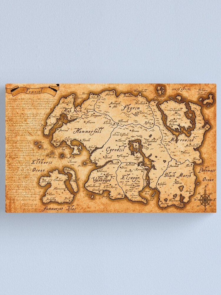 Alternate view of Map of Tamriel - Elder Scrolls IV Oblivion Canvas Print
