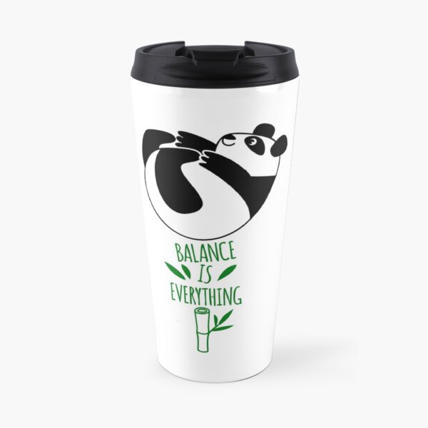 ¡El equilibrio lo es todo! Panda panda. Taza de viaje