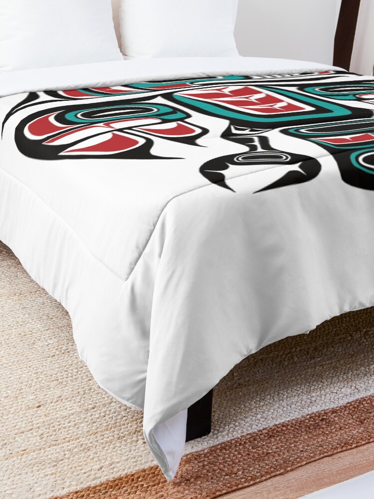 Alternate view of Haida Tlingit Native Raven Totem Comforter