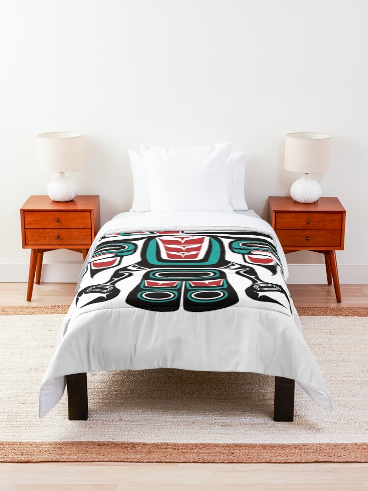 Alternate view of Haida Tlingit Native Raven Totem Comforter