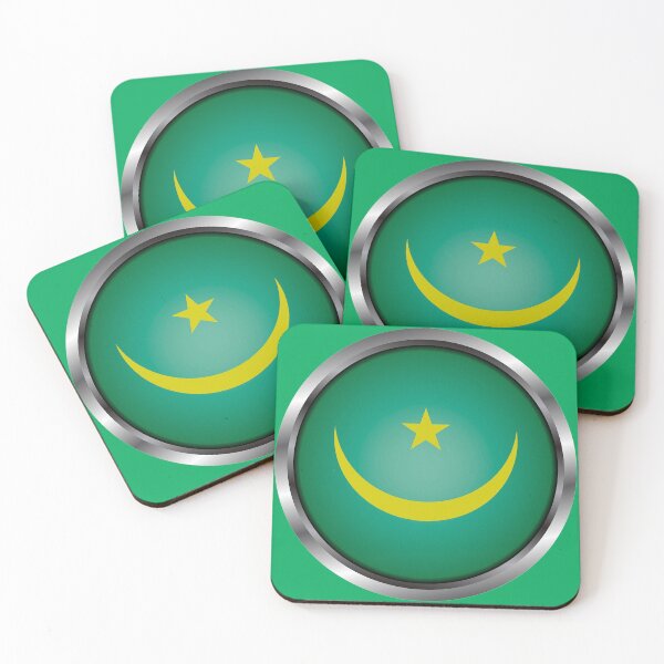 Item preview, Mauritania Flag Round Metal Frame designed and sold by mattpanta.