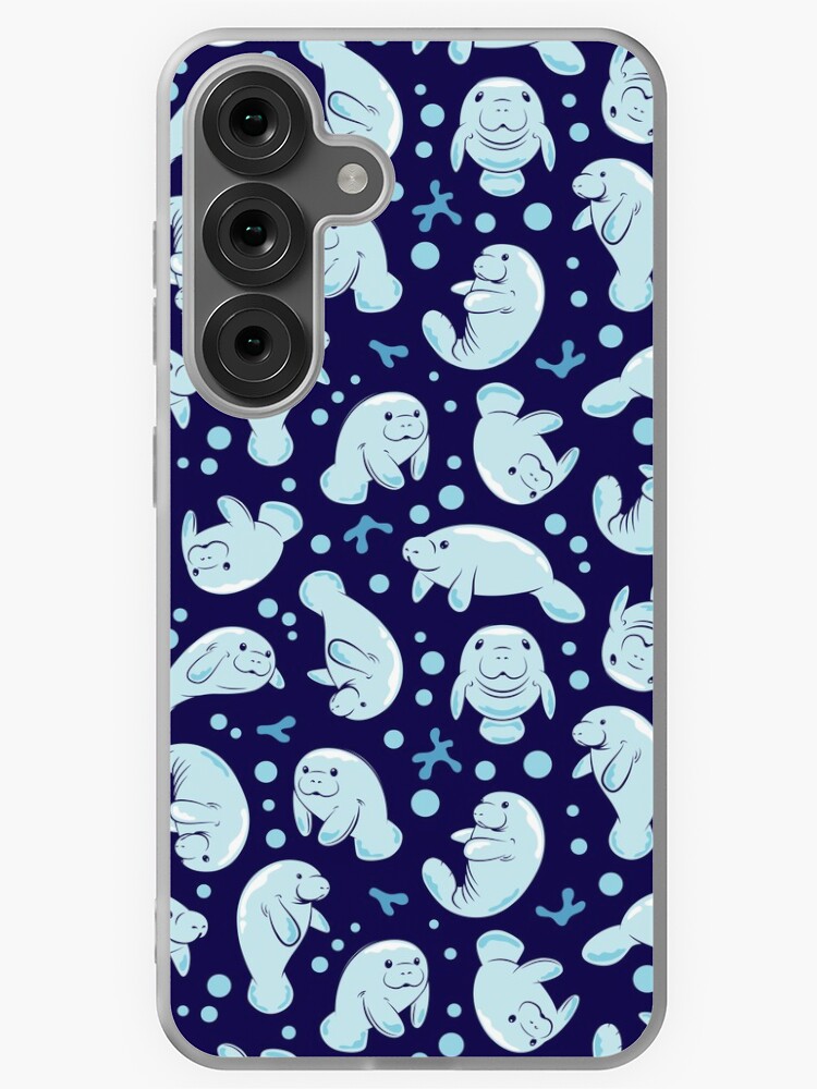 Thumbnail 1 of 4, Samsung Galaxy Phone Case, Cute Manatee Pattern - Blue Underwater Pattern designed and sold by Bangtees.