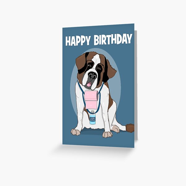 Item preview, St Bernard dog brings sanitiser and toilet roll for birthday designed and sold by Happyoninside.