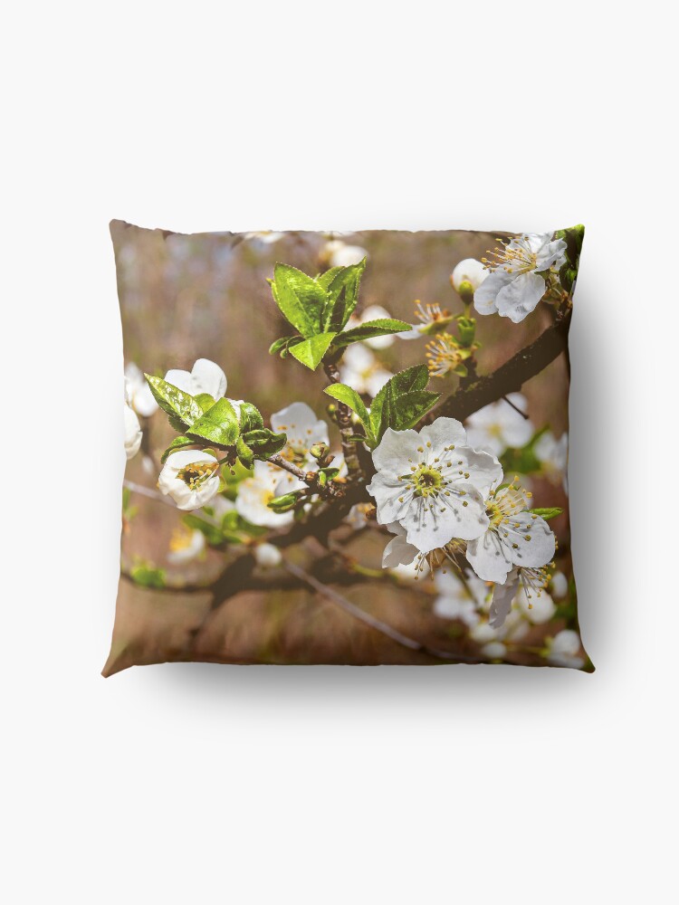 Alternate view of spring motif flower, plum flowers Floor Pillow