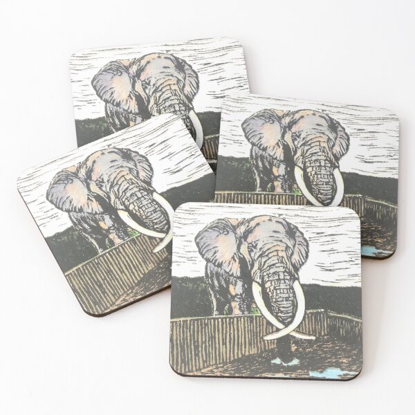 Item preview, Elefante africano con colina verde designed and sold by SpottiClogg.