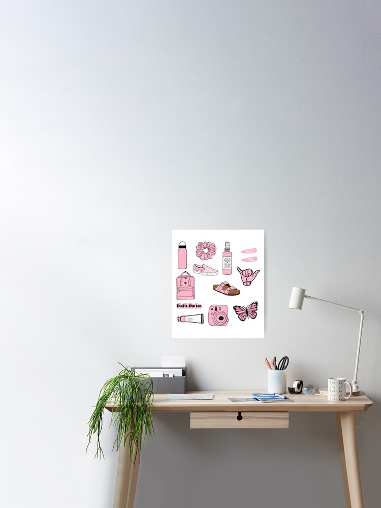 Vsco Sticker Pack In Baby Pink Poster By Coffeecrisp Redbubble