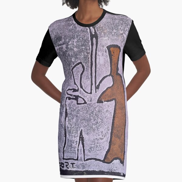 Orange Bottle Pink Plant Graphic T-Shirt Dress