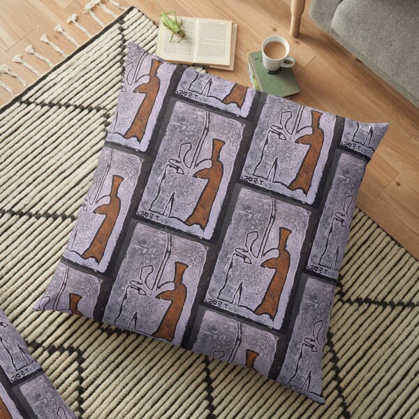 Orange Bottle Pink Plant Floor Pillow