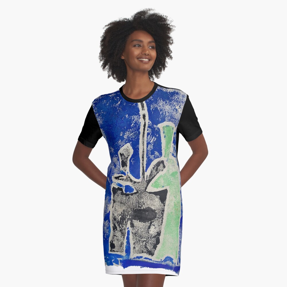 Green Bottle Black Plant Graphic T-Shirt Dress