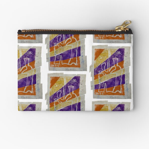 Striped Orange Purple Plant Zipper Pouch