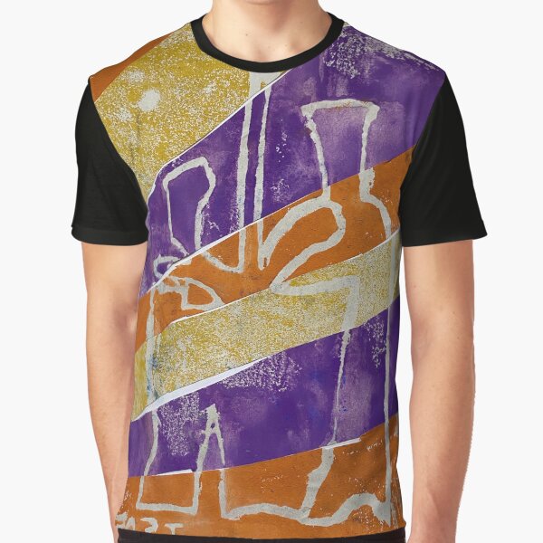 Striped Orange Purple Plant Graphic T-Shirt