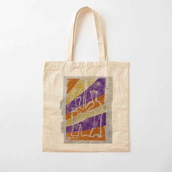 Striped Orange Purple Plant Cotton Tote Bag
