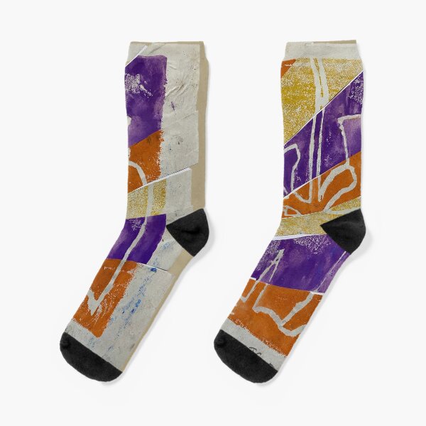Striped Orange Purple Plant Socks