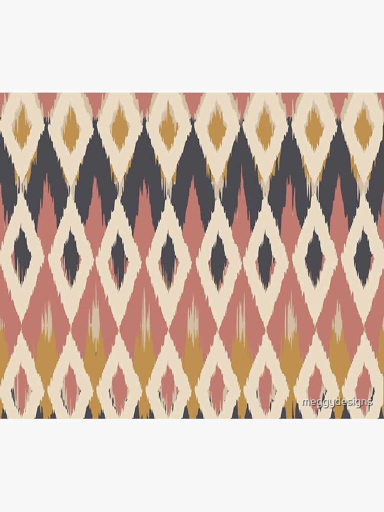 Thumbnail 5 of 5, Shower Curtain, Boho Ikat Pattern, Pink, Mustard Yellow, Charcoal Gray designed and sold by meggydesigns.