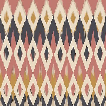 Artwork thumbnail, Boho Ikat Pattern, Pink, Mustard Yellow, Charcoal Gray by meggydesigns