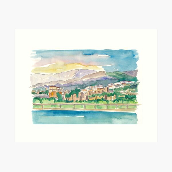 Item preview, Malaga Port View Of City And Alcazaba Fortress designed and sold by artshop77.