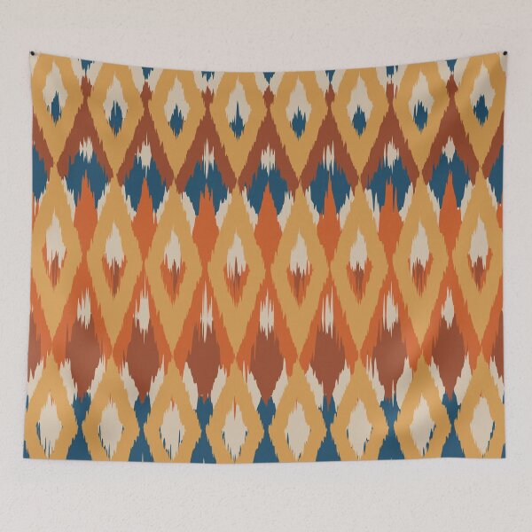 Item preview, Boho Ikat Pattern, Orange, Blue, Terracotta, Yellow designed and sold by meggydesigns.