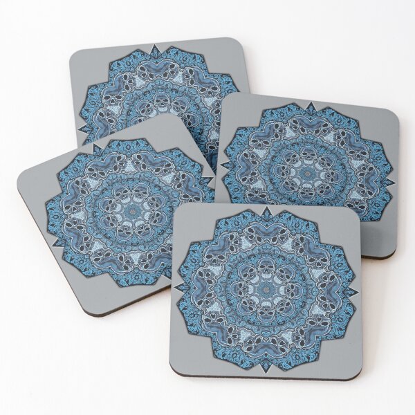 Item preview, Skull Mandala Occult Creepy Blue Ornate designed and sold by RetroVandal.