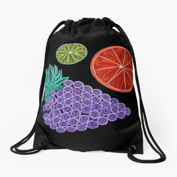 The Fruit - Grapes - Orange - Lime Drawstring Bag