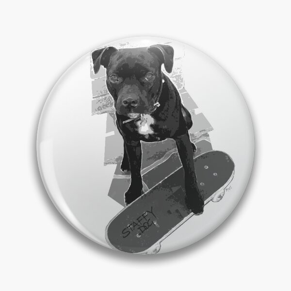 Item preview, SK8 Staffy Dog black and white designed and sold by StaffyDognCo.